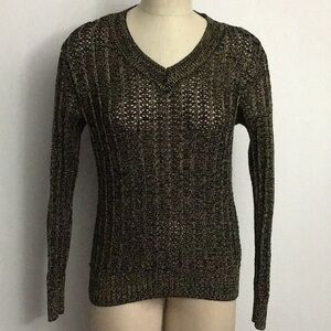 APC Open Knit Metallic Pullover Small Black & Gold